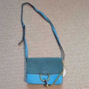 NWT Designer Inspired Blue Suede Crossbody Bag